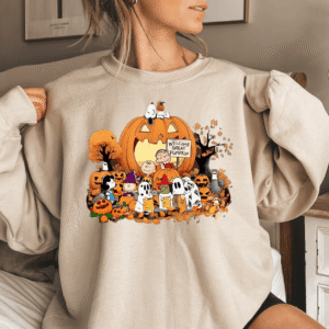 PK - It’s the Great Pumpkin Charlie Brown Sweatshirt Women Men – Vintage Oversized Peanuts Halloween Crewneck Fall Graphic Snoopy Pumpkin Patch Shirt