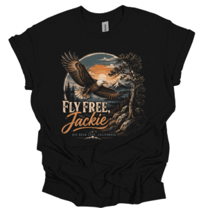 TQ - Jackie and Shadow T-Shirt, Jackie Big Bear Lake Tee, Fly Free Jackie Tee
