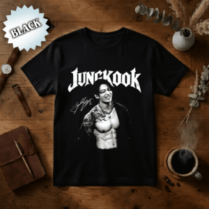 NNA - Jungkook Shirt, Jungkook Body Funny Shirt, Kpop Graphic Tee, Red Gothic Concert Style T-Shirt