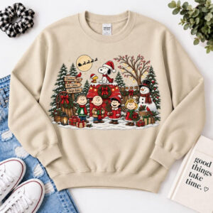 PK - Peanuts Christmas Friends Sweatshirt, Festive Holiday Crewneck, Cozy Gift