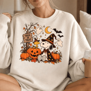 PK - Cute Snoopy & Woodstock Trick or Treat Fall Crewneck