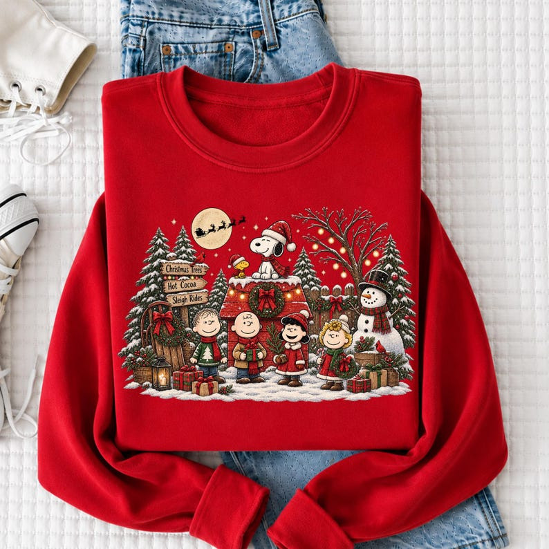 PK - Peanuts Christmas Friends Sweatshirt, Festive Holiday Crewneck, Cozy Gift